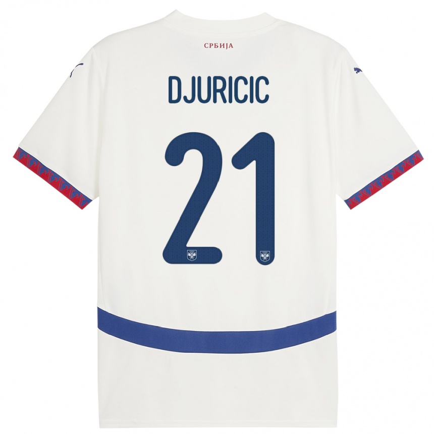 Kinder Fußball Serbien Filip Djuricic #21 Weiß Auswärtstrikot Trikot 24-26 T-Shirt Luxemburg