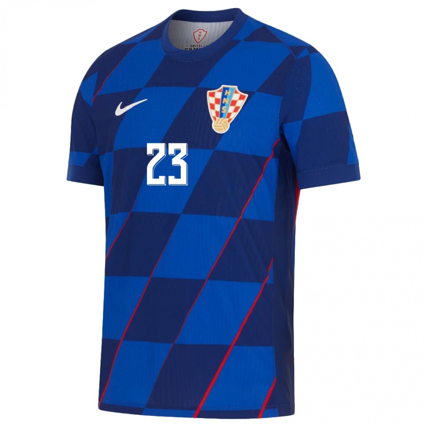 Kinder Fußball Kroatien Luigi Misevic #23 Blau Auswärtstrikot Trikot 24-26 T-Shirt Luxemburg