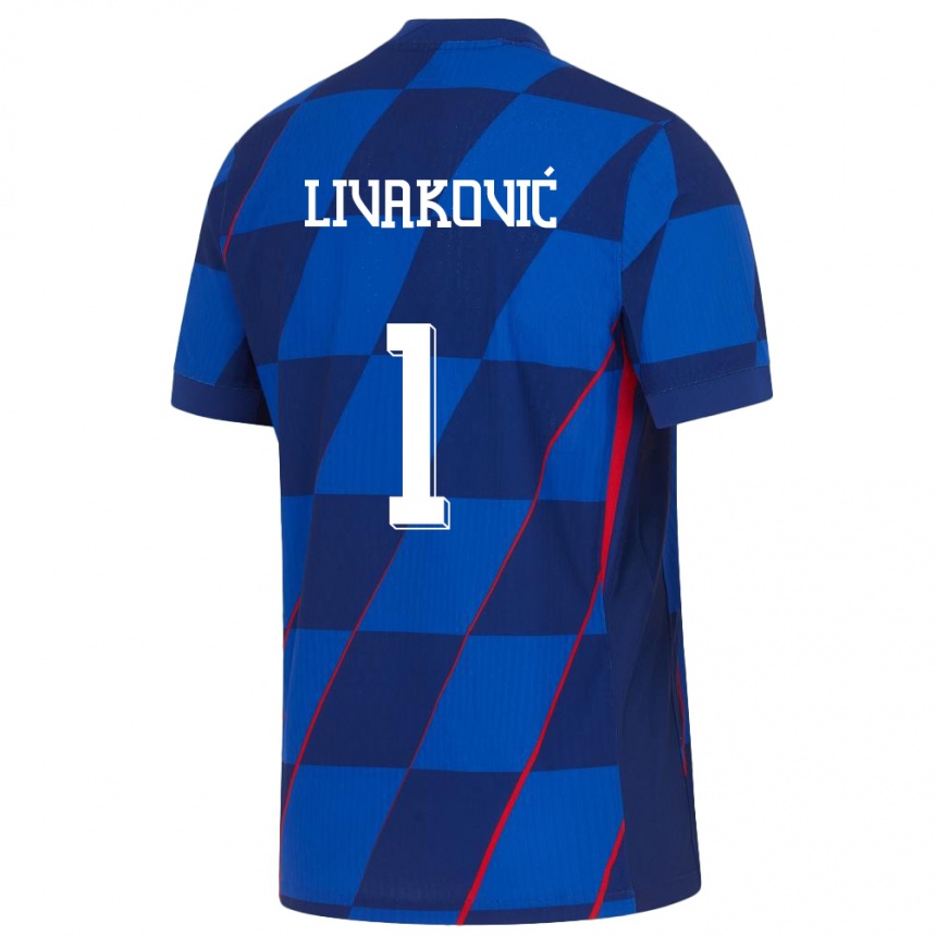 Kinder Fußball Kroatien Dominik Livakovic #1 Blau Auswärtstrikot Trikot 24-26 T-Shirt Luxemburg