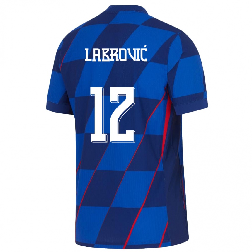 Kinder Fußball Kroatien Nediljko Labrovic #12 Blau Auswärtstrikot Trikot 24-26 T-Shirt Luxemburg