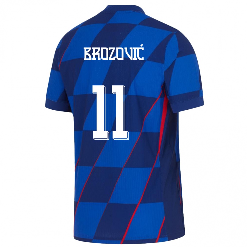 Kinder Fußball Kroatien Marcelo Brozovic #11 Blau Auswärtstrikot Trikot 24-26 T-Shirt Luxemburg