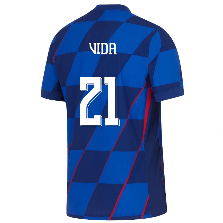 Kinder Fußball Kroatien Domagoj Vida #21 Blau Auswärtstrikot Trikot 24-26 T-Shirt Luxemburg