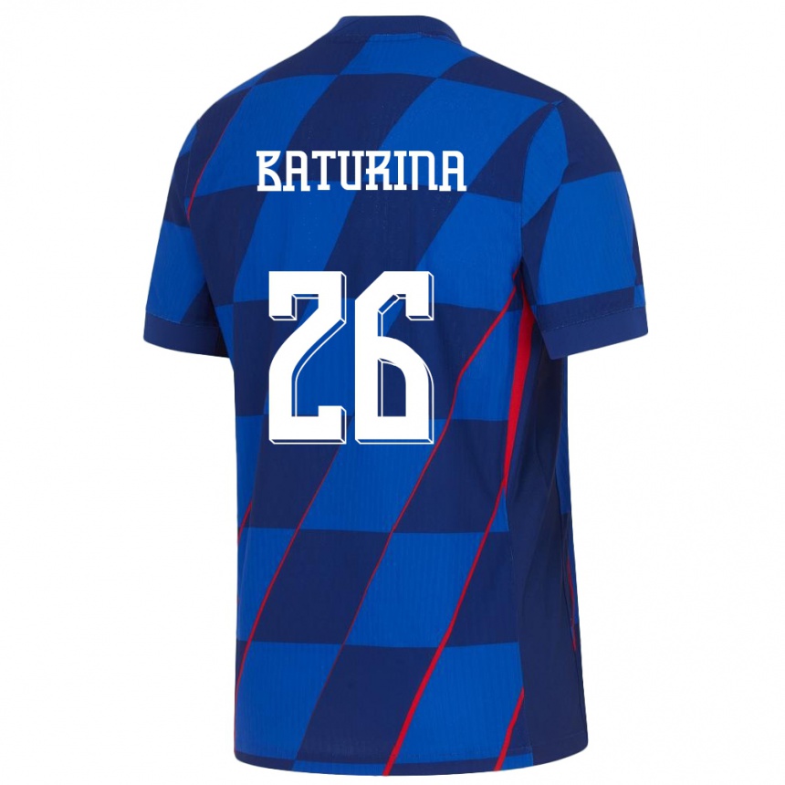 Kinder Fußball Kroatien Martin Baturina #26 Blau Auswärtstrikot Trikot 24-26 T-Shirt Luxemburg