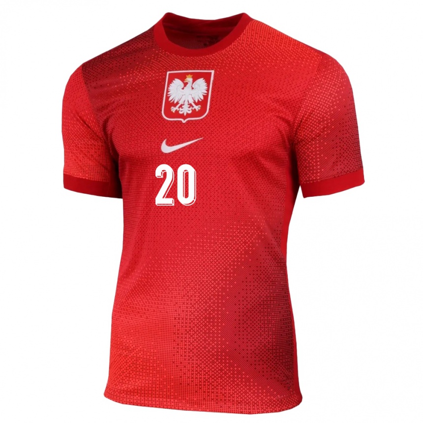 Kinder Fußball Polen Sebastian Szymanski #20 Rot Auswärtstrikot Trikot 24-26 T-Shirt Luxemburg