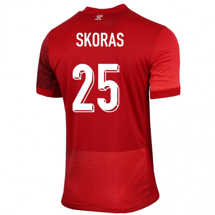 Kinder Fußball Polen Michal Skoras #25 Rot Auswärtstrikot Trikot 24-26 T-Shirt Luxemburg