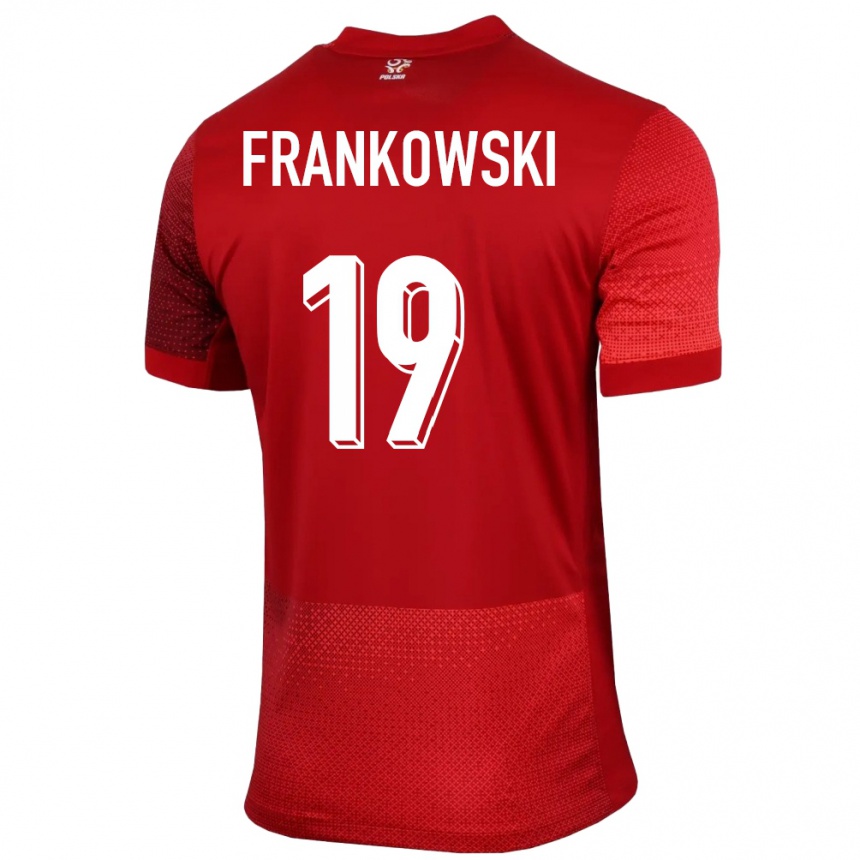 Kinder Fußball Polen Przemyslaw Frankowski #19 Rot Auswärtstrikot Trikot 24-26 T-Shirt Luxemburg