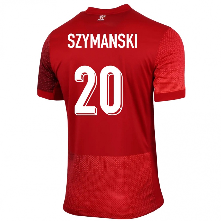 Kinder Fußball Polen Sebastian Szymanski #20 Rot Auswärtstrikot Trikot 24-26 T-Shirt Luxemburg