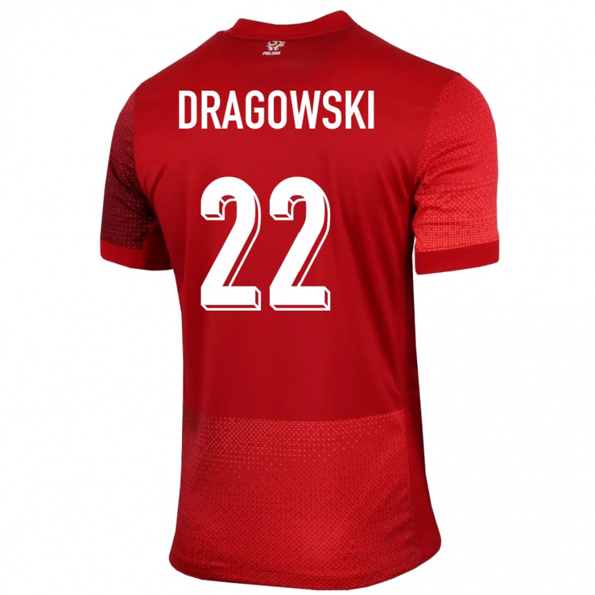 Kinder Fußball Polen Bartlomiej Dragowski #22 Rot Auswärtstrikot Trikot 24-26 T-Shirt Luxemburg