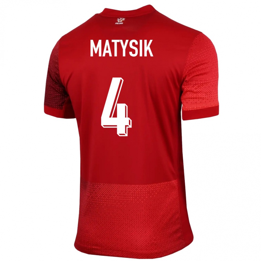 Kinder Fußball Polen Milosz Matysik #4 Rot Auswärtstrikot Trikot 24-26 T-Shirt Luxemburg