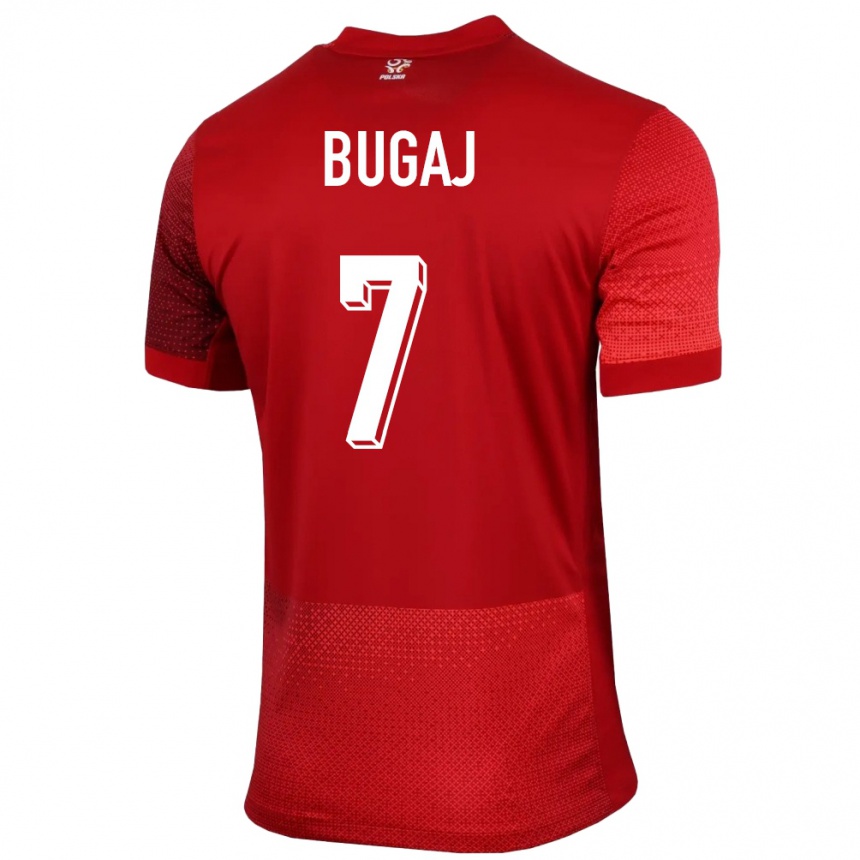 Kinder Fußball Polen Dawid Bugaj #7 Rot Auswärtstrikot Trikot 24-26 T-Shirt Luxemburg