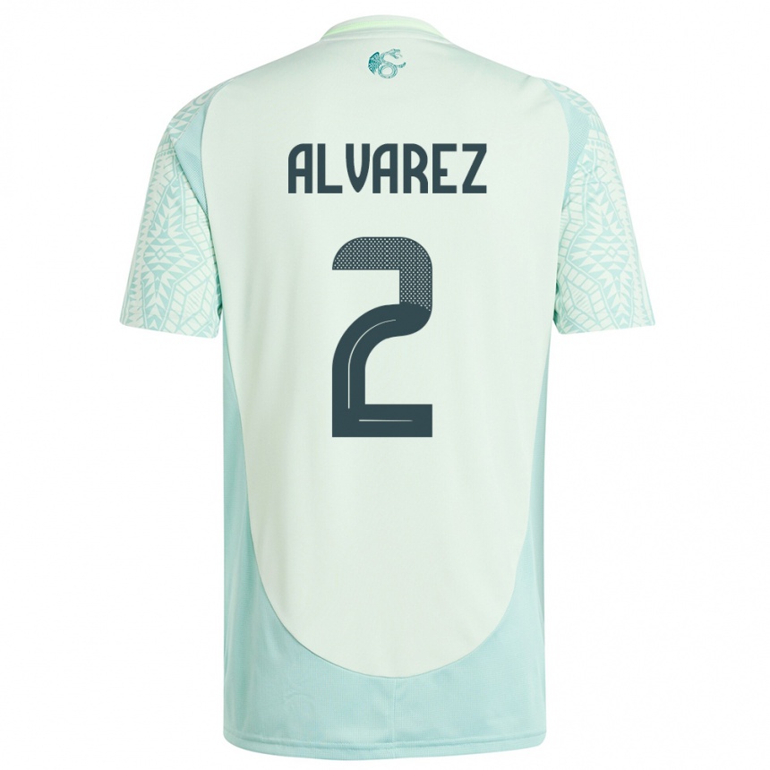 Kinder Fußball Mexiko Kevin Alvarez #2 Leinengrün Auswärtstrikot Trikot 24-26 T-Shirt Luxemburg