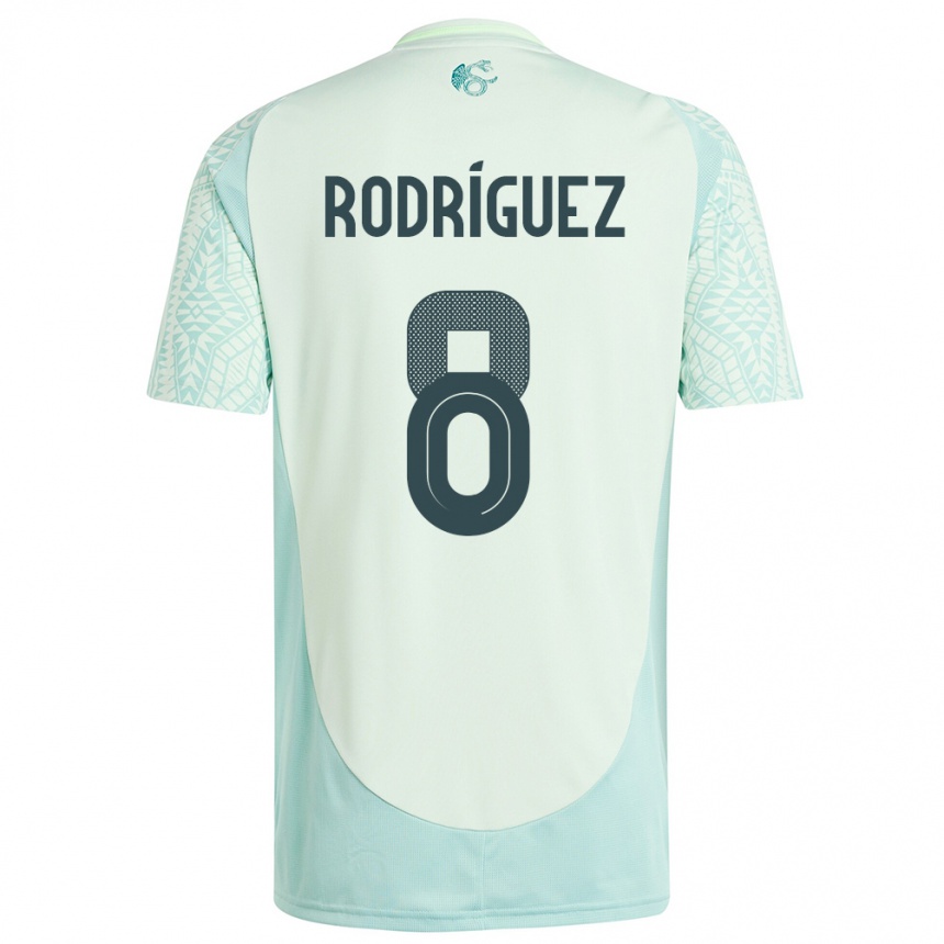 Kinder Fußball Mexiko Carlos Rodriguez #8 Leinengrün Auswärtstrikot Trikot 24-26 T-Shirt Luxemburg