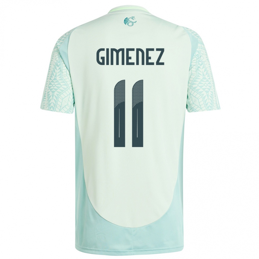 Kinder Fußball Mexiko Santiago Gimenez #11 Leinengrün Auswärtstrikot Trikot 24-26 T-Shirt Luxemburg