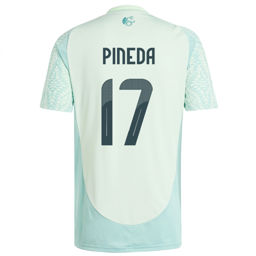 Kinder Fußball Mexiko Orbelin Pineda #17 Leinengrün Auswärtstrikot Trikot 24-26 T-Shirt Luxemburg