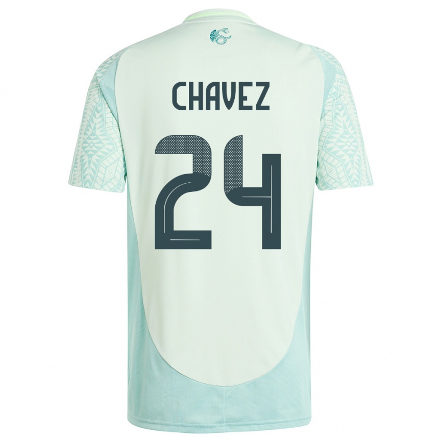 Kinder Fußball Mexiko Luis Chavez #24 Leinengrün Auswärtstrikot Trikot 24-26 T-Shirt Luxemburg