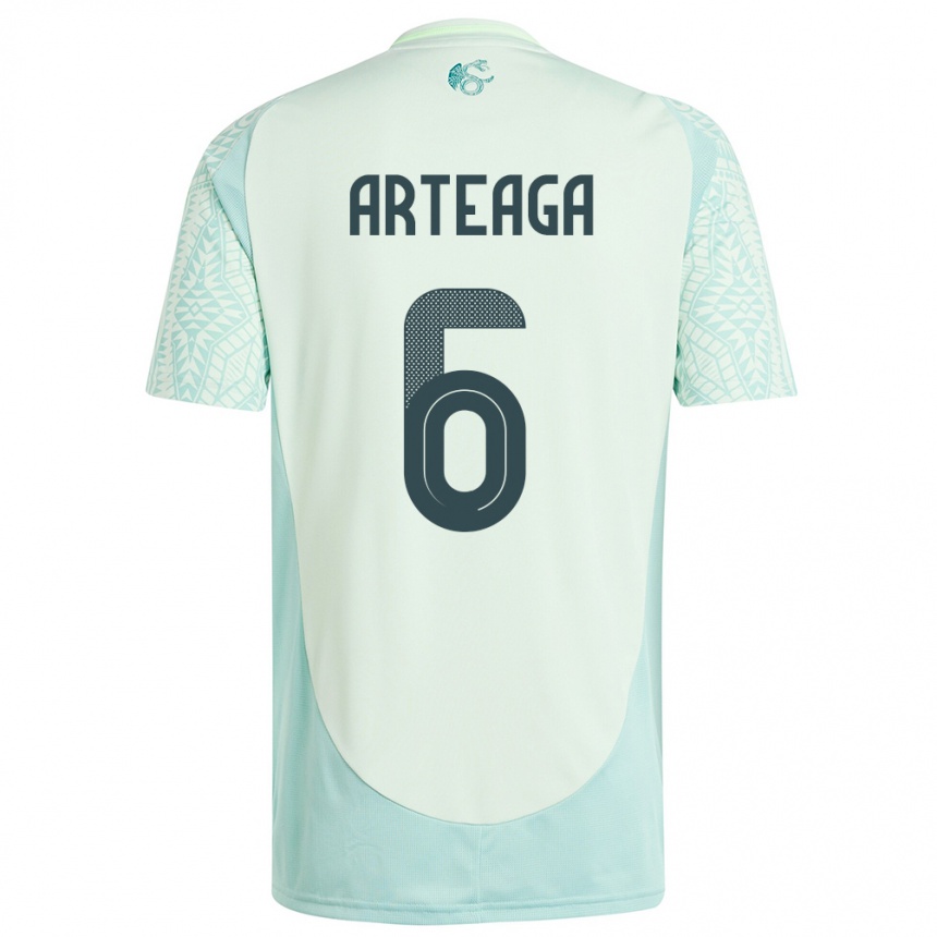 Kinder Fußball Mexiko Gerardo Arteaga #6 Leinengrün Auswärtstrikot Trikot 24-26 T-Shirt Luxemburg