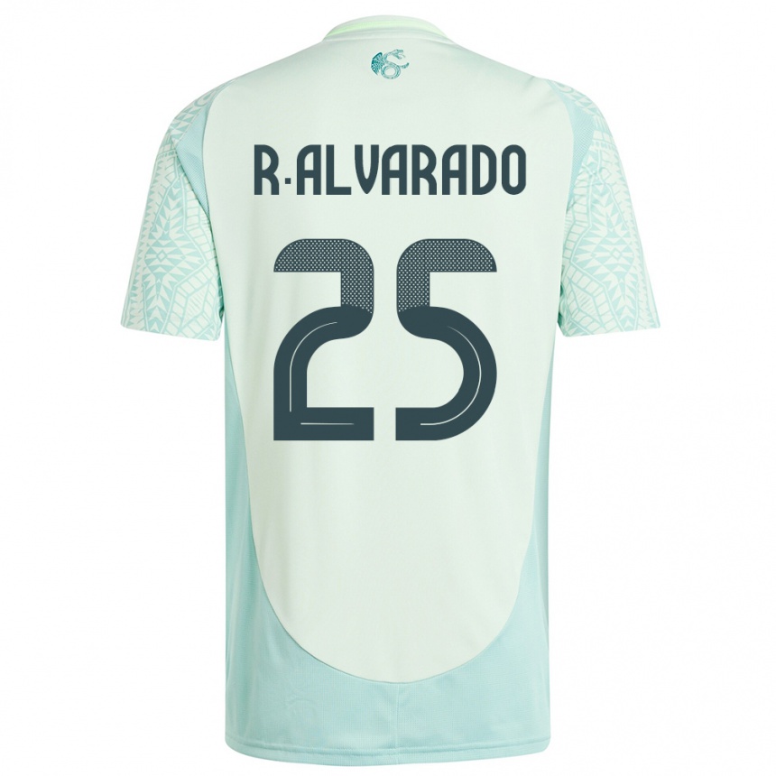 Kinder Fußball Mexiko Roberto Alvarado #25 Leinengrün Auswärtstrikot Trikot 24-26 T-Shirt Luxemburg