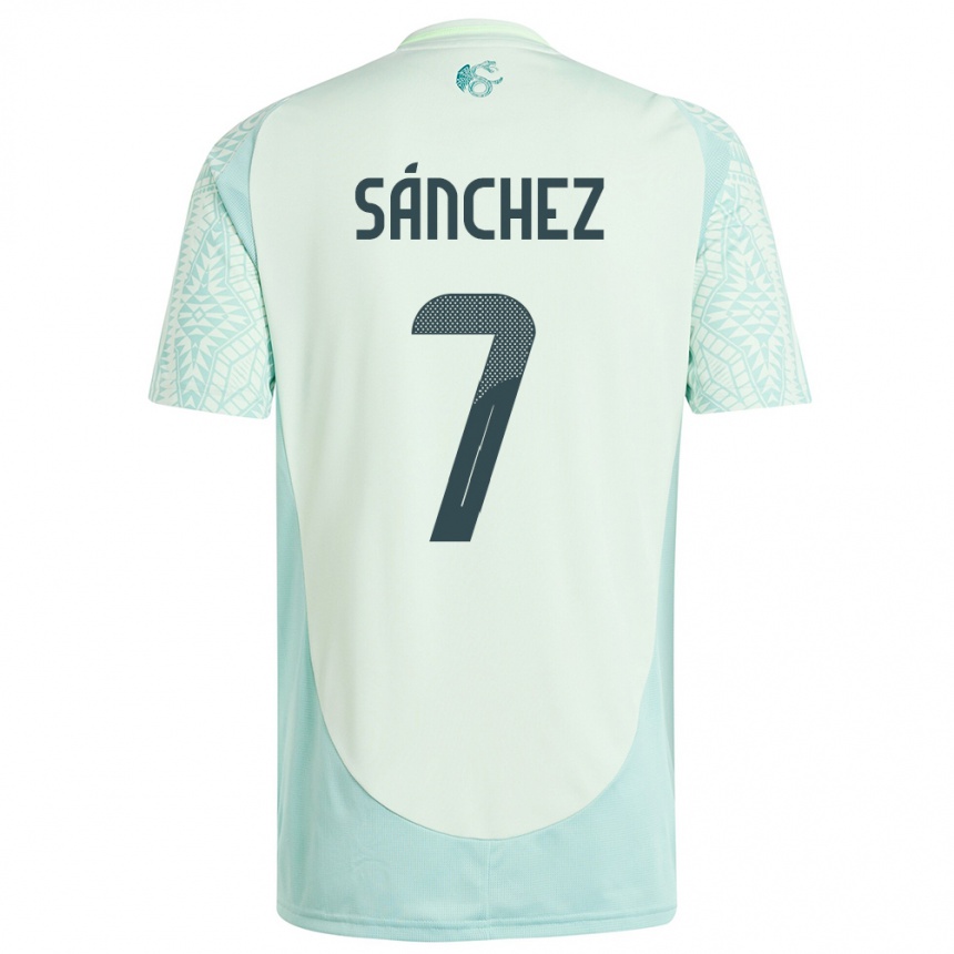 Kinder Fußball Mexiko Maria Sanchez #7 Leinengrün Auswärtstrikot Trikot 24-26 T-Shirt Luxemburg