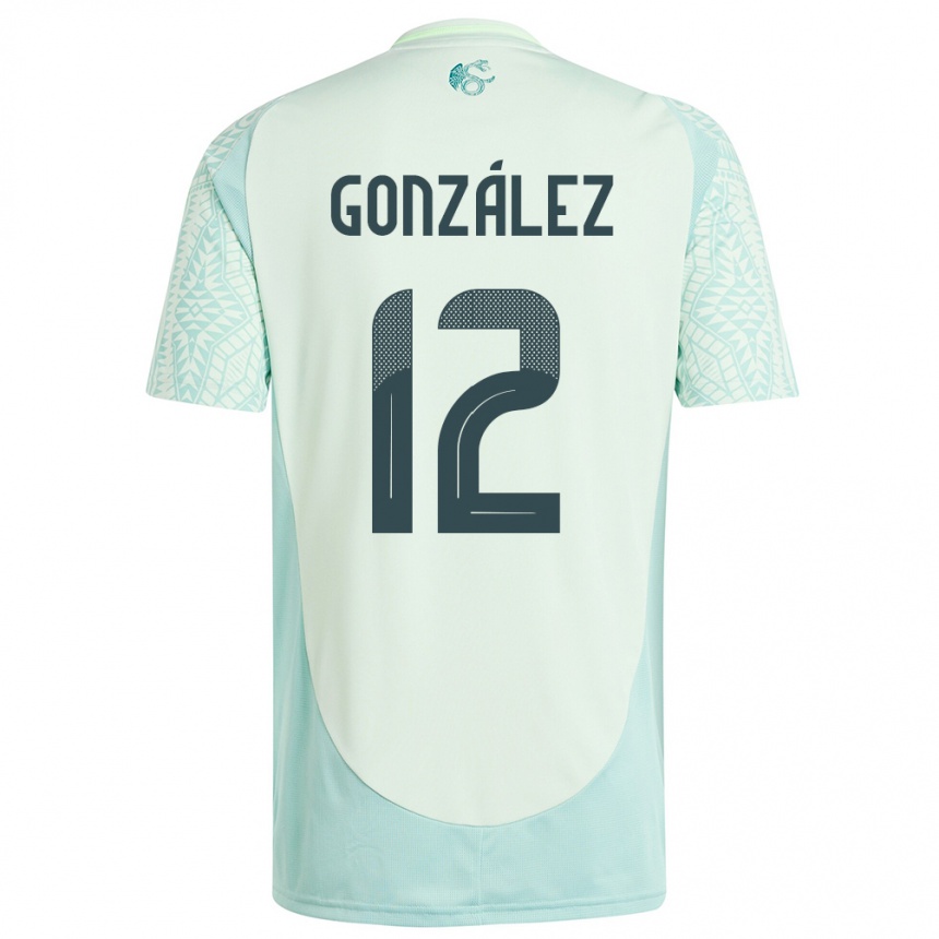 Kinder Fußball Mexiko Itzel Gonzalez #12 Leinengrün Auswärtstrikot Trikot 24-26 T-Shirt Luxemburg