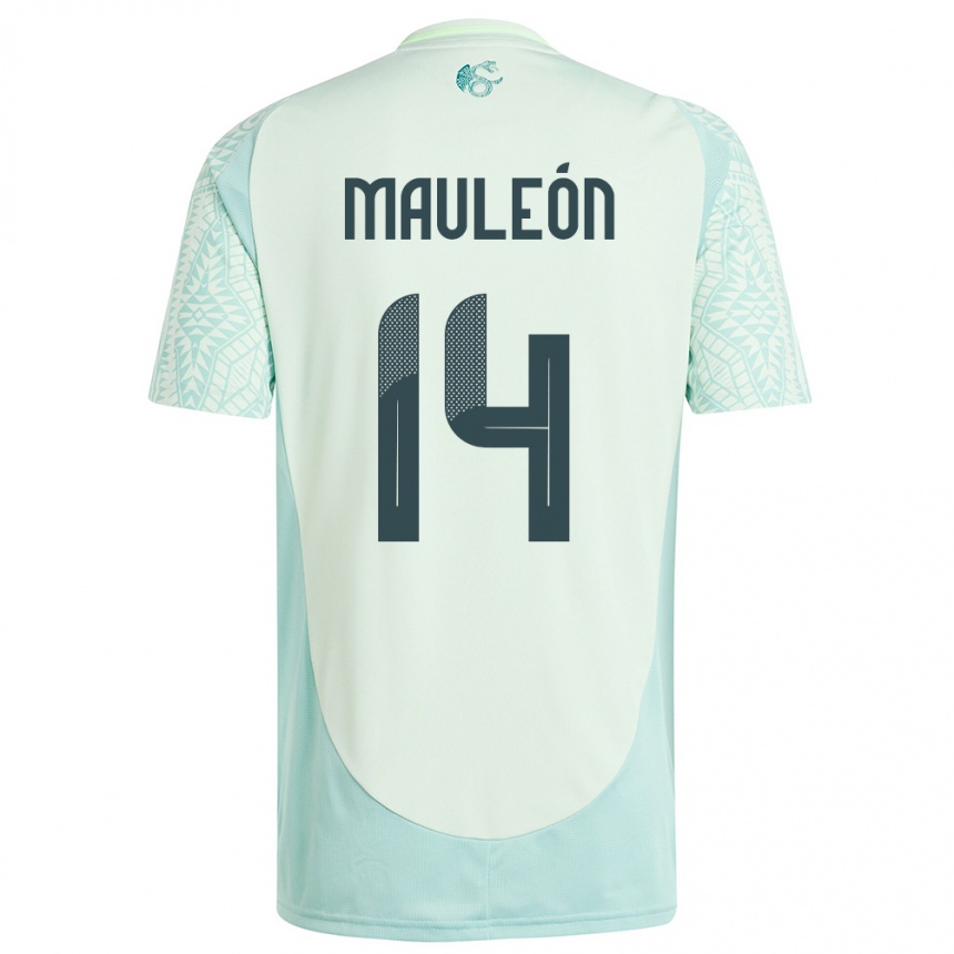 Kinder Fußball Mexiko Natalia Mauleon #14 Leinengrün Auswärtstrikot Trikot 24-26 T-Shirt Luxemburg