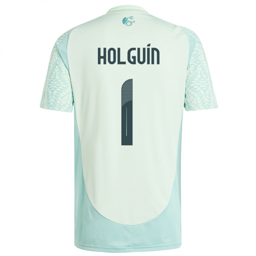 Kinder Fußball Mexiko Hector Holguin #1 Leinengrün Auswärtstrikot Trikot 24-26 T-Shirt Luxemburg