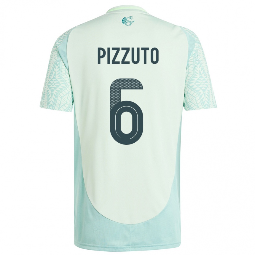 Kinder Fußball Mexiko Eugenio Pizzuto #6 Leinengrün Auswärtstrikot Trikot 24-26 T-Shirt Luxemburg