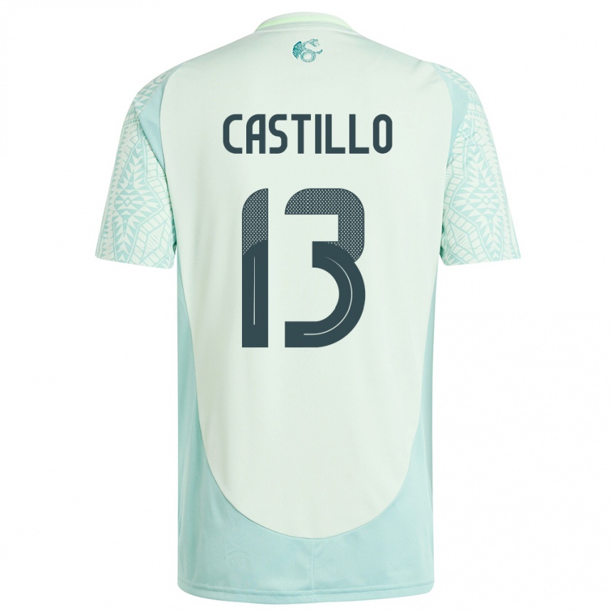 Kinder Fußball Mexiko Jose Castillo #13 Leinengrün Auswärtstrikot Trikot 24-26 T-Shirt Luxemburg