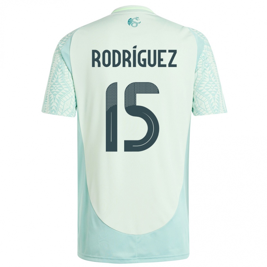 Kinder Fußball Mexiko Jorge Rodriguez #15 Leinengrün Auswärtstrikot Trikot 24-26 T-Shirt Luxemburg