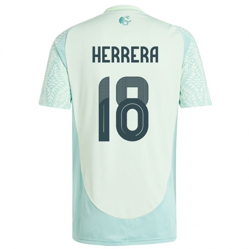 Kinder Fußball Mexiko Ozziel Herrera #18 Leinengrün Auswärtstrikot Trikot 24-26 T-Shirt Luxemburg