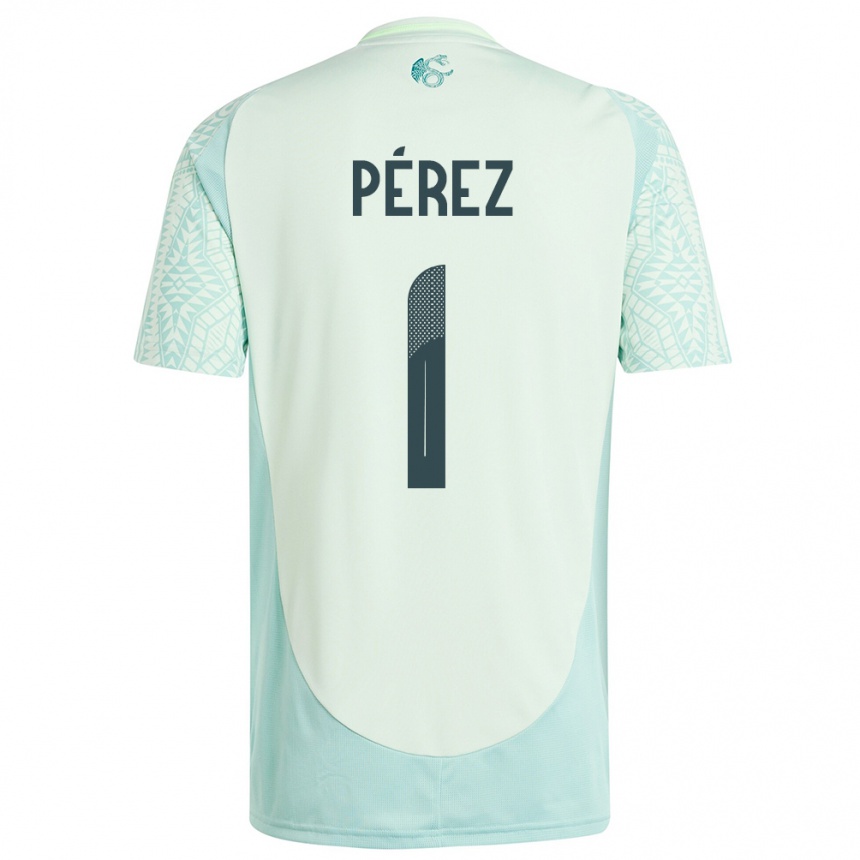 Kinder Fußball Mexiko Emiliano Perez #1 Leinengrün Auswärtstrikot Trikot 24-26 T-Shirt Luxemburg