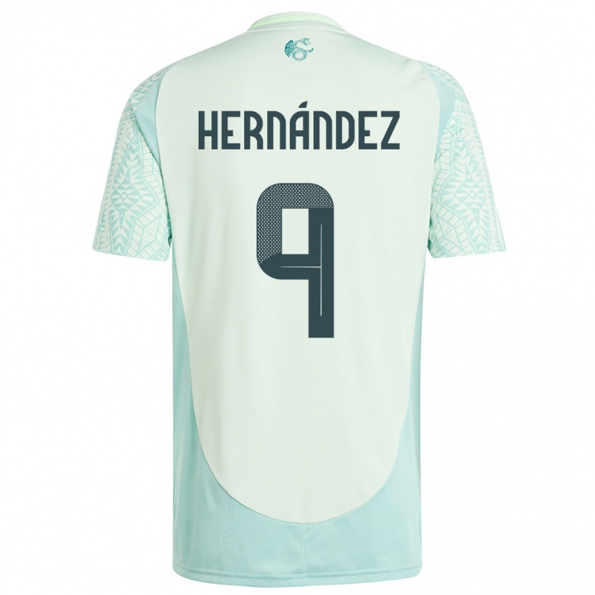 Kinder Fußball Mexiko Jesus Hernandez #9 Leinengrün Auswärtstrikot Trikot 24-26 T-Shirt Luxemburg