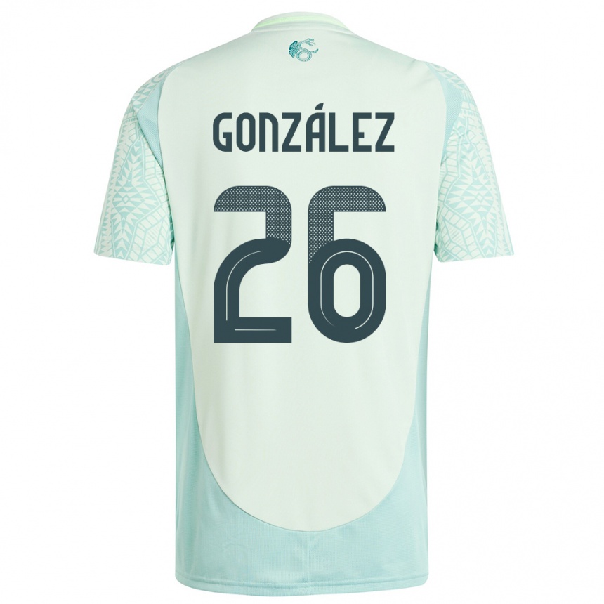 Kinder Fußball Mexiko Bryan Gonzalez #26 Leinengrün Auswärtstrikot Trikot 24-26 T-Shirt Luxemburg