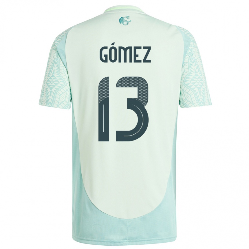 Kinder Fußball Mexiko Diego Gomez #13 Leinengrün Auswärtstrikot Trikot 24-26 T-Shirt Luxemburg