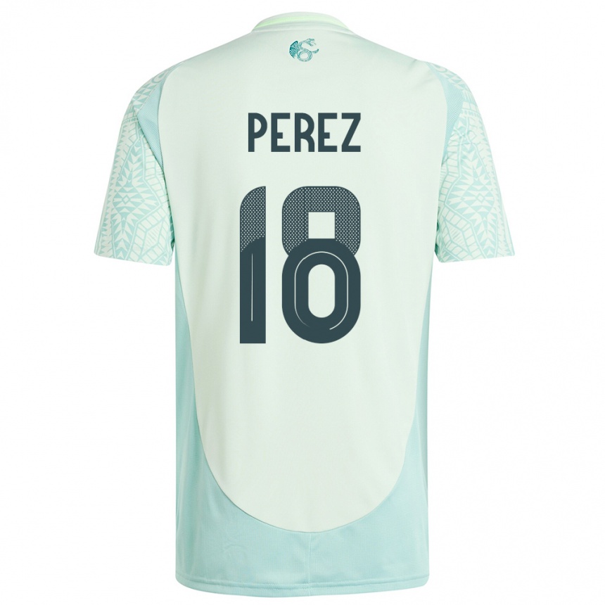 Kinder Fußball Mexiko Jonathan Perez #18 Leinengrün Auswärtstrikot Trikot 24-26 T-Shirt Luxemburg