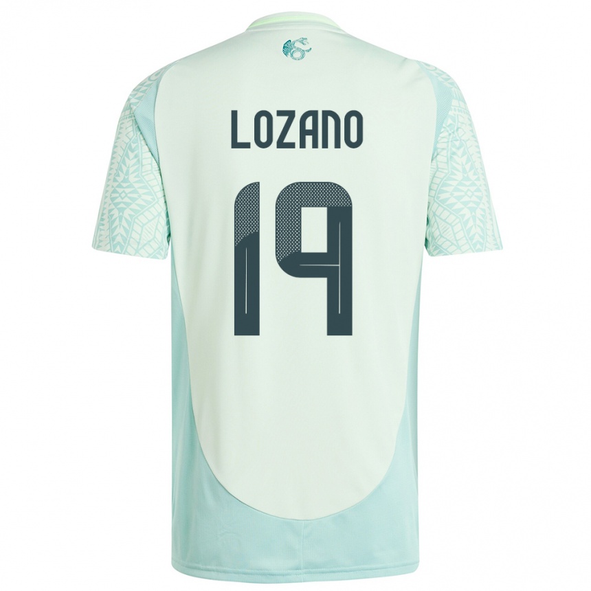 Kinder Fußball Mexiko Esteban Lozano #19 Leinengrün Auswärtstrikot Trikot 24-26 T-Shirt Luxemburg