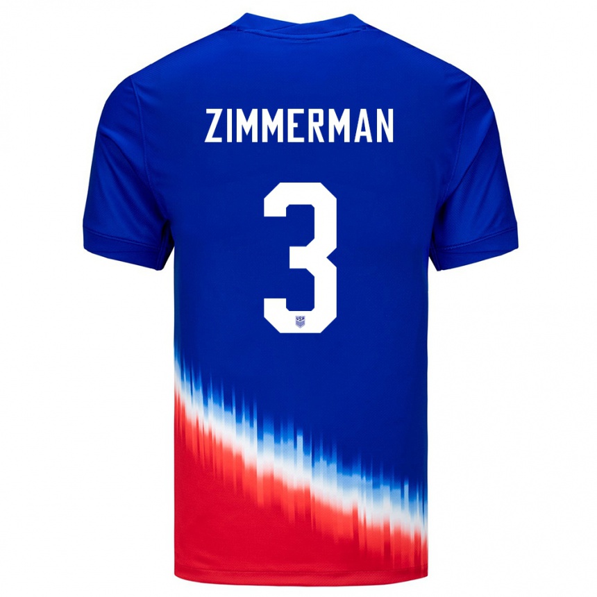 Kinder Fußball Vereinigte Staaten Walker Zimmerman #3 Blau Auswärtstrikot Trikot 24-26 T-Shirt Luxemburg