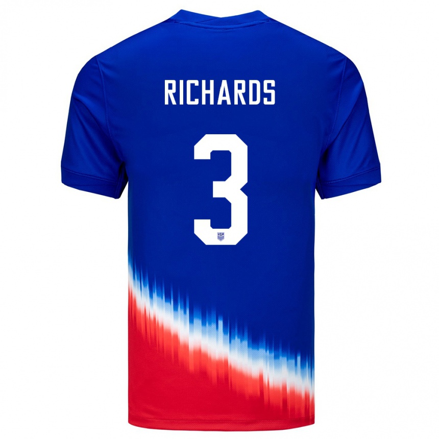 Kinder Fußball Vereinigte Staaten Chris Richards #3 Blau Auswärtstrikot Trikot 24-26 T-Shirt Luxemburg