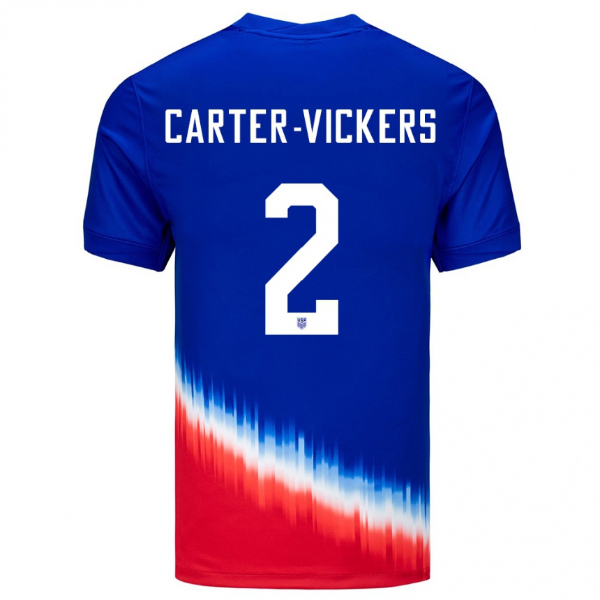 Kinder Fußball Vereinigte Staaten Cameron Carter-Vickers #2 Blau Auswärtstrikot Trikot 24-26 T-Shirt Luxemburg