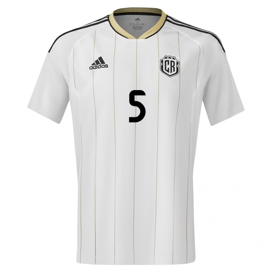 Kinder Fußball Costa Rica Valeria Del Campo #5 Weiß Auswärtstrikot Trikot 24-26 T-Shirt Luxemburg