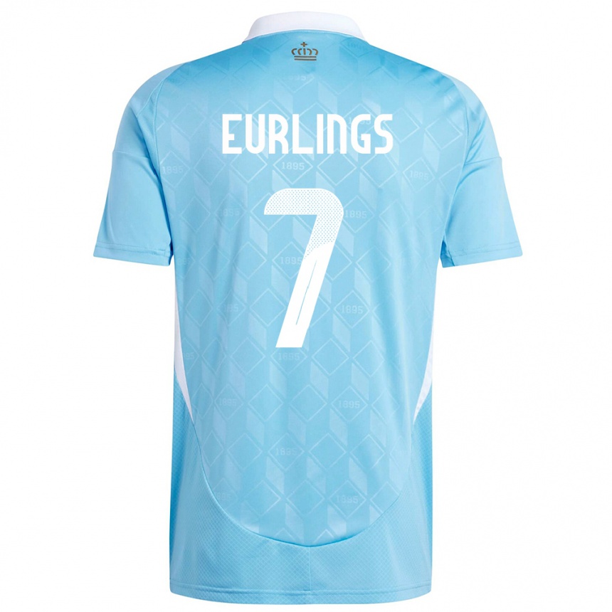 Kinder Fußball Belgien Hannah Eurlings #7 Blau Auswärtstrikot Trikot 24-26 T-Shirt Luxemburg
