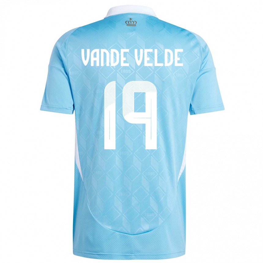 Kinder Fußball Belgien Chloe Vande Velde #19 Blau Auswärtstrikot Trikot 24-26 T-Shirt Luxemburg