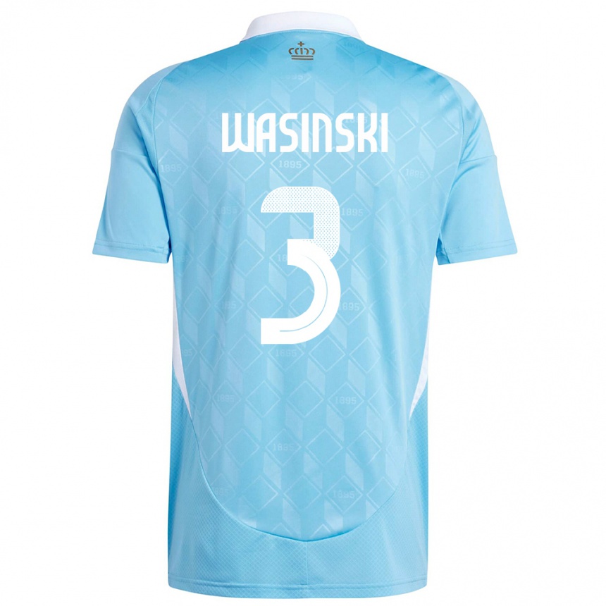 Kinder Fußball Belgien Martin Wasinski #3 Blau Auswärtstrikot Trikot 24-26 T-Shirt Luxemburg