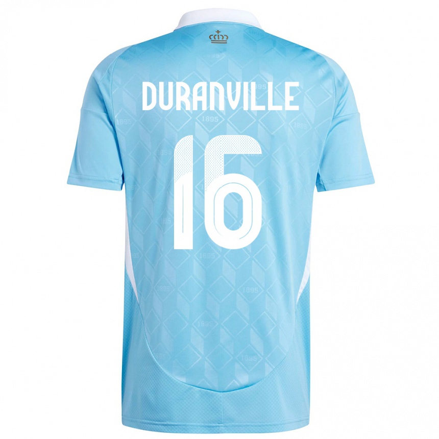 Kinder Fußball Belgien Julien Duranville #16 Blau Auswärtstrikot Trikot 24-26 T-Shirt Luxemburg
