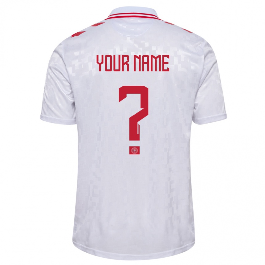 Kinder Fußball Dänemark Ihren Namen #0 Weiß Auswärtstrikot Trikot 24-26 T-Shirt Luxemburg