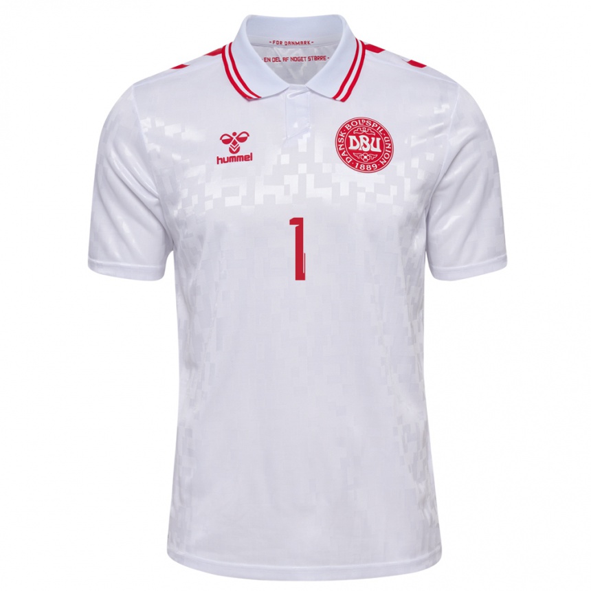 Kinder Fußball Dänemark Filip Jørgensen #1 Weiß Auswärtstrikot Trikot 24-26 T-Shirt Luxemburg