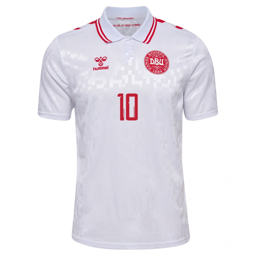 Kinder Fußball Dänemark Amalie Vangsgaard #10 Weiß Auswärtstrikot Trikot 24-26 T-Shirt Luxemburg