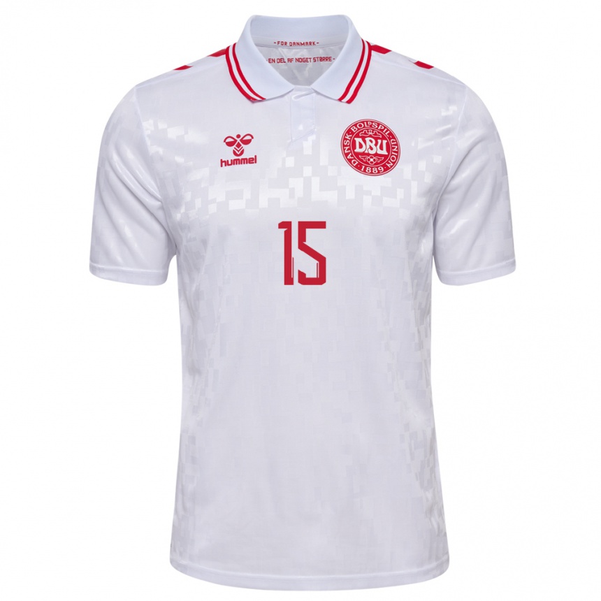 Kinder Fußball Dänemark Frederikke Thøgersen #15 Weiß Auswärtstrikot Trikot 24-26 T-Shirt Luxemburg