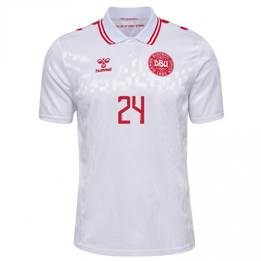 Kinder Fußball Dänemark Sarah Thygesen #24 Weiß Auswärtstrikot Trikot 24-26 T-Shirt Luxemburg