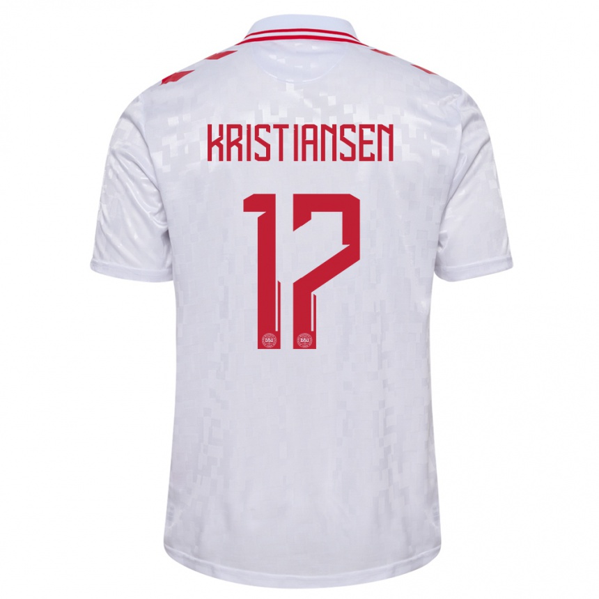 Kinder Fußball Dänemark Victor Kristiansen #17 Weiß Auswärtstrikot Trikot 24-26 T-Shirt Luxemburg