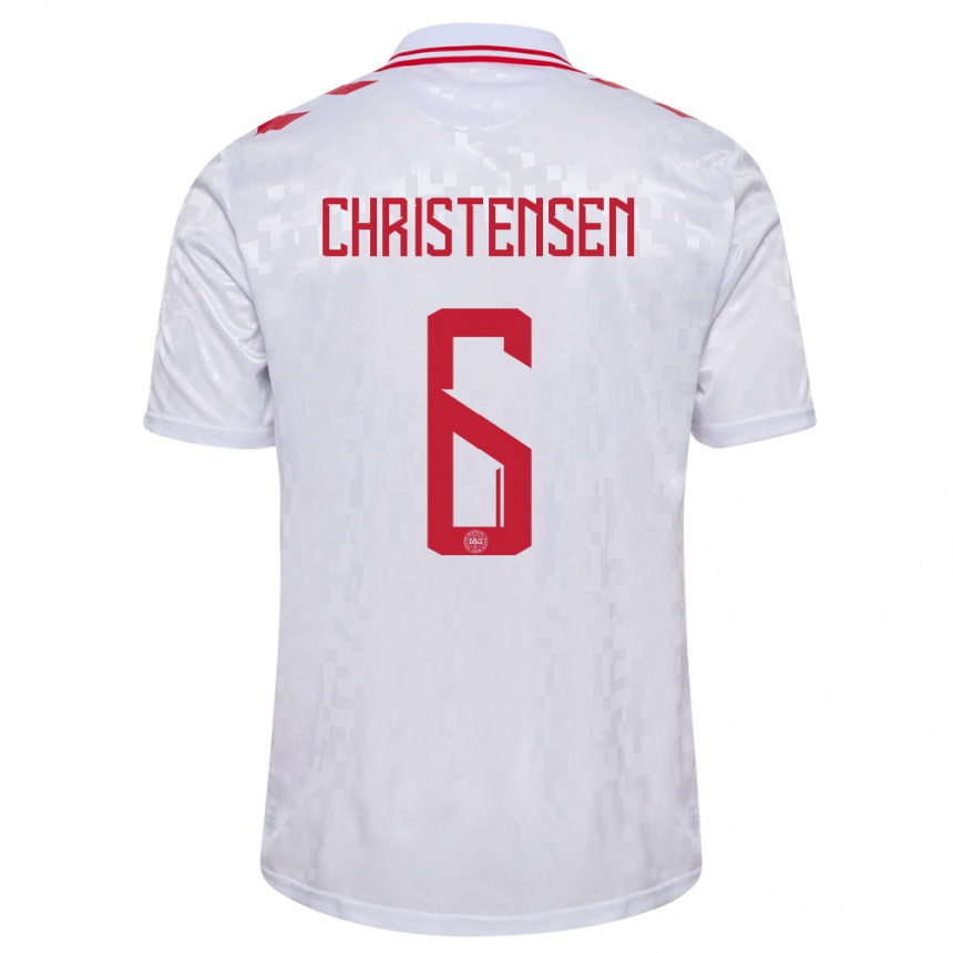 Kinder Fußball Dänemark Andreas Christensen #6 Weiß Auswärtstrikot Trikot 24-26 T-Shirt Luxemburg